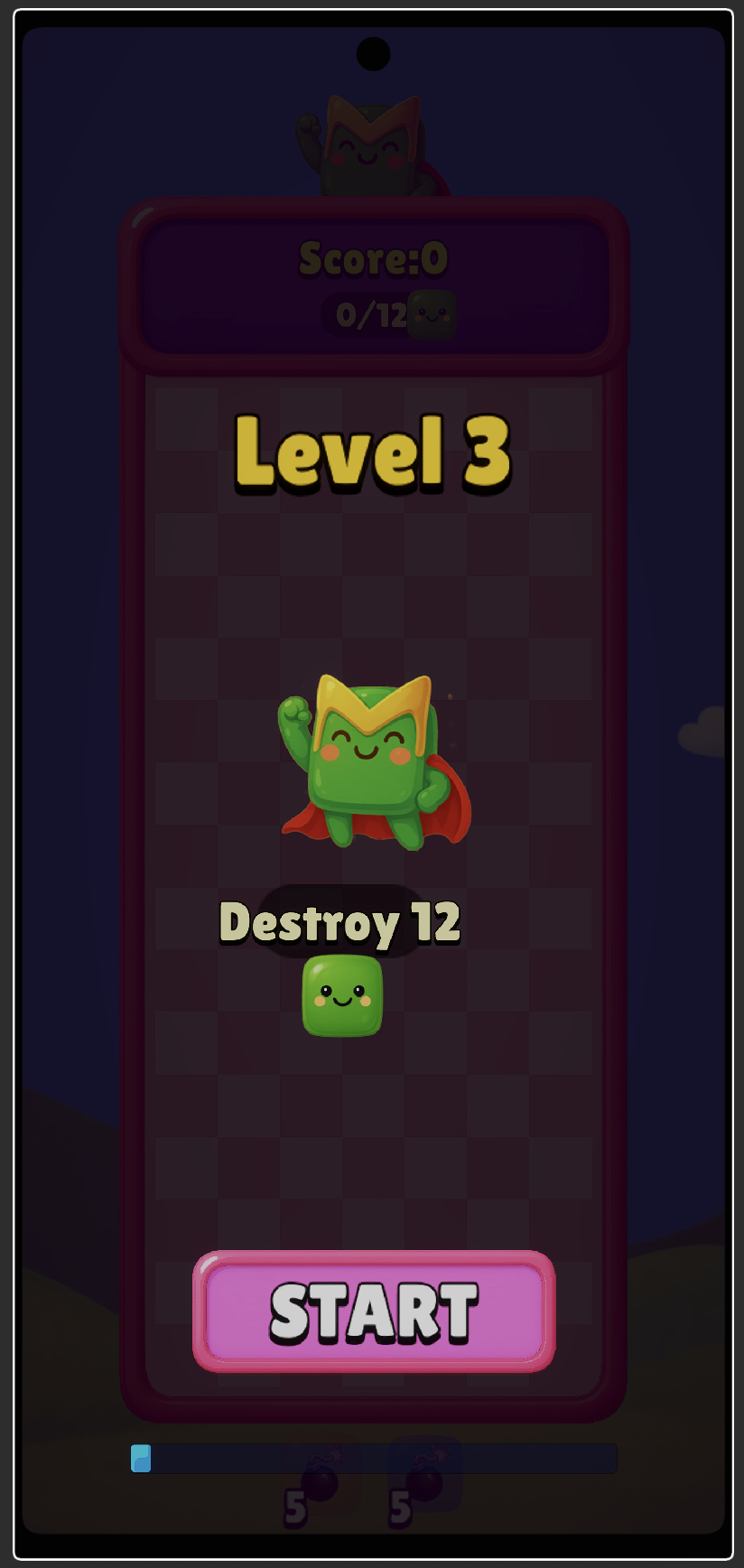 Level Start - Ready to play with cute mascot